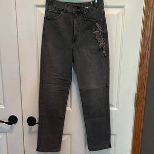 Express slim super high rise embellished jean
